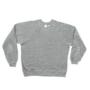 Jerzees Russell Gray Cotton Pullover Sweater Men L Vintage USA Made 80's